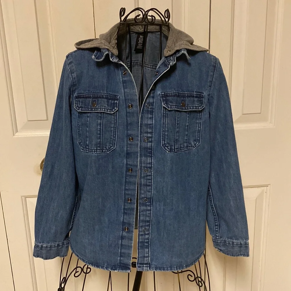 Girls denim jacket with hood size 10